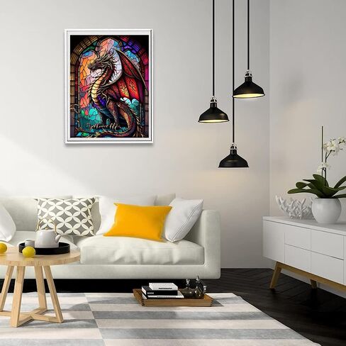 Puraikcmi DIY 5D Dragon Diamond Painting Black Fire Dragon Diamond Painting Kits for Adults,5D DIY Full Drill Dragon Diamond Art for Home Wall Decor 12x16 Inch in Kuwait