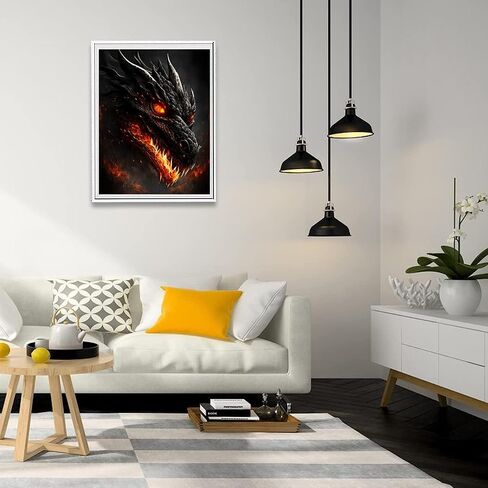 Puraikcmi DIY 5D Dragon Diamond Painting Black Fire Dragon Diamond Painting Kits for Adults,5D DIY Full Drill Dragon Diamond Art for Home Wall Decor 12x16 Inch in Kuwait