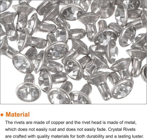 HARFINGTON 50pcs Crystal Rivets 6mm Rhinestone Rivets Rapid Stud Rivets for Clothing Leather Crafting Fabric Arts Crafts Decoration Leathercraft DIY Leather-Craft, Gold in Saudi Arabia
