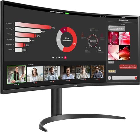 LG 34WR55QC-B 34" Curved UltraWide WQHD HDR 10 100Hz Monitor with USB Type-C, 3440x1440 Curved Display, 100Hz Refresh Rate, AMD FreeSync, Borderless Design in Kuwait