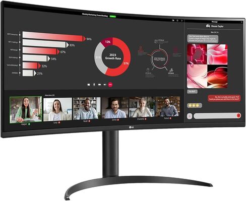 LG 34WR55QC-B 34" Curved UltraWide WQHD HDR 10 100Hz Monitor with USB Type-C, 3440x1440 Curved Display, 100Hz Refresh Rate, AMD FreeSync, Borderless Design in Kuwait