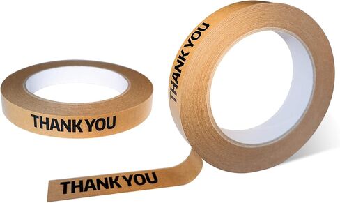 Thank You Tape, Designer Brown Sealing Tape for Small Business, Stick Shopping Bag or Box of Bakes, Coffees, Gifts, Newspapers, Flower Arrangements and Takeout, Thank You in Saudi Arabia