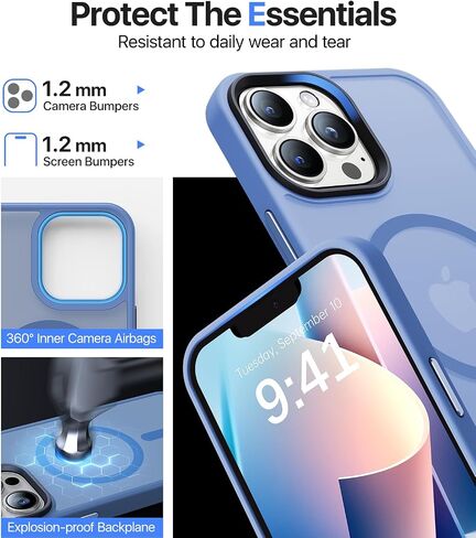 Strong Magnetic Designed for iPhone 13 Pro Case, [Compatible with Magsafe][Military Grade Drop Protection] Protective Shockproof Translucent Matte Slim Phone Case for iPhone 13 Pro, Army Green in Saudi Arabia