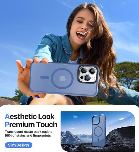 Strong Magnetic Designed for iPhone 13 Pro Case, [Compatible with Magsafe][Military Grade Drop Protection] Protective Shockproof Translucent Matte Slim Phone Case for iPhone 13 Pro, Army Green in Saudi Arabia