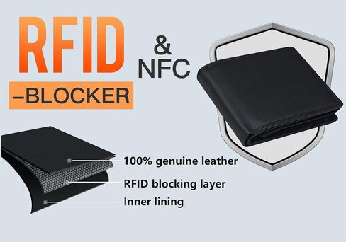 FOMAX® Men's Genuine Leather Wallet with RFID Protection, Landscape Wallet for Men, Black in Saudi Arabia
