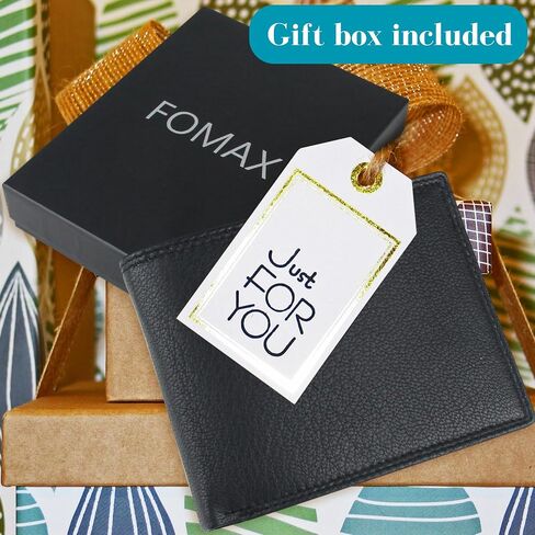 FOMAX® Men's Genuine Leather Wallet with RFID Protection, Landscape Wallet for Men, Black in Saudi Arabia