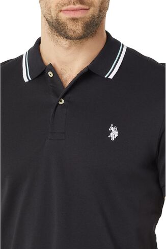 U.S. Polo Assn. Slim Fit Tipped Interlock Knit Polo Black MD in Saudi Arabia