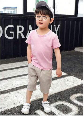 Toddler Baby Boys Girls Solid Color Short Sleeve T-Shirts Casual Crewneck Tops Tees Shirts Summer Clothes in Saudi Arabia
