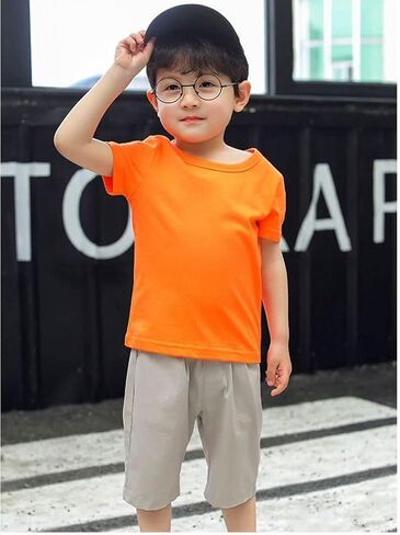 Toddler Baby Boys Girls Solid Color Short Sleeve T-Shirts Casual Crewneck Tops Tees Shirts Summer Clothes in Saudi Arabia