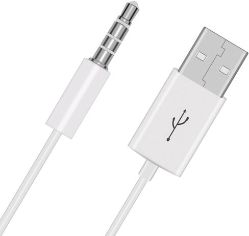 بديل سلك شحن USB 3.5 ملم لمزامنة البيانات لسماعات Beats Studio، iPod Shuffle 3rd/ 4th/ 5th/ 6th/ 7th Gen، مشغل MP3، مكبرات الصوت، صندوق الصوت والمزيد (أبيض) in Kuwait