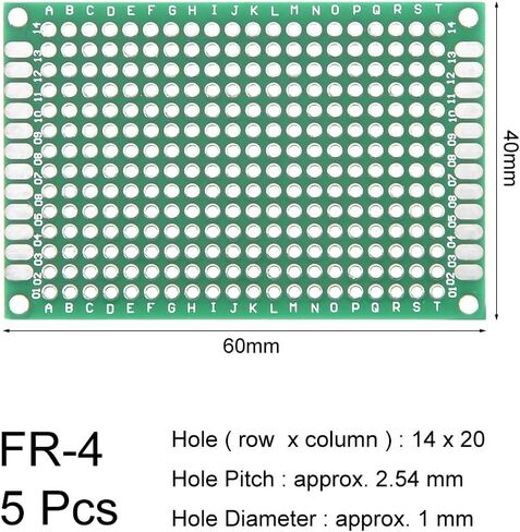 Uxcell 5 قطع 5 × 7 سم لوحة PCB مزدوجة الجوانب لوحة بروتو للدوائر المطبوعة العالمية DIY لمشاريع اللحام الإلكترونية ودائرة اختبار الممارسة in Saudi Arabia