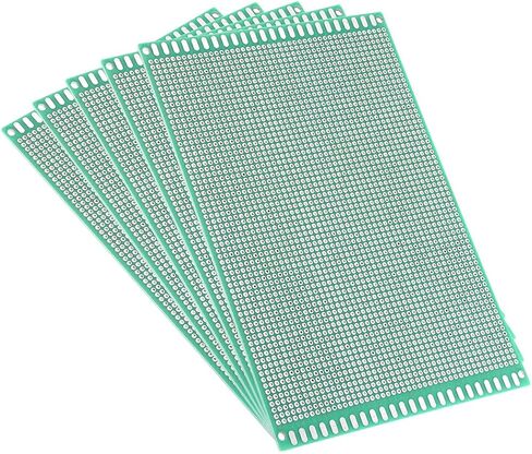 Uxcell 5 قطع 5 × 7 سم لوحة PCB مزدوجة الجوانب لوحة بروتو للدوائر المطبوعة العالمية DIY لمشاريع اللحام الإلكترونية ودائرة اختبار الممارسة in Saudi Arabia