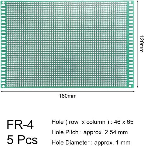 Uxcell 5 قطع 5 × 7 سم لوحة PCB مزدوجة الجوانب لوحة بروتو للدوائر المطبوعة العالمية DIY لمشاريع اللحام الإلكترونية ودائرة اختبار الممارسة in Saudi Arabia