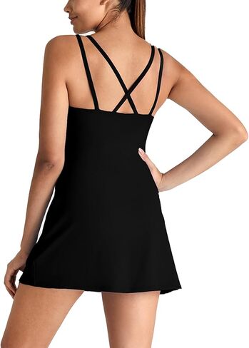IFFEI Women's Tennis Dress with Built in Bra Adjustable Elastic Straps Athletic Workout Golf Dresses with Shorts and Pocket in Kuwait