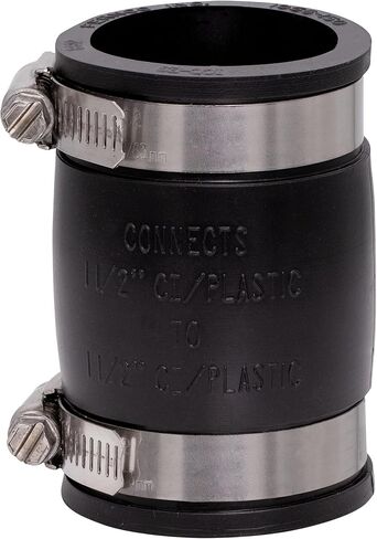Fernco 1056-150 وصلة أنابيب مرنة 1-1/2 بوصة CI/بلاستيك/فولاذ إلى 1-1/2 بوصة CI/بلاستيك/فولاذ in Saudi Arabia