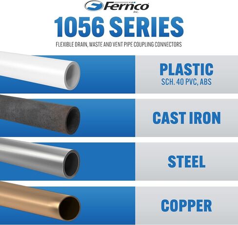 Fernco 1056-150 وصلة أنابيب مرنة 1-1/2 بوصة CI/بلاستيك/فولاذ إلى 1-1/2 بوصة CI/بلاستيك/فولاذ in Saudi Arabia