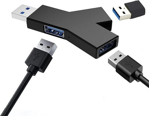 موزع فاصل ثلاثي المنافذ (2 USB 2.0 + 1 USB 3.0)، موزع USB، كمبيوتر محمول صغير مع USB 3.0 لنظام التشغيل Windows XP/Vista/7/8/10، محول USB متوافق للكمبيوتر الشخصي والكمبيوتر المحمول (أسود) in Kuwait