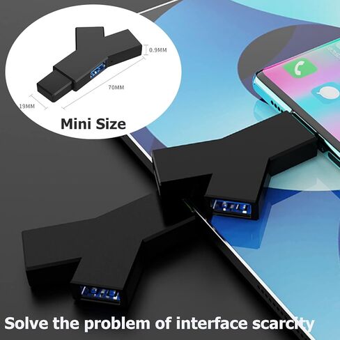 موزع فاصل ثلاثي المنافذ (2 USB 2.0 + 1 USB 3.0)، موزع USB، كمبيوتر محمول صغير مع USB 3.0 لنظام التشغيل Windows XP/Vista/7/8/10، محول USB متوافق للكمبيوتر الشخصي والكمبيوتر المحمول (أسود) in Kuwait