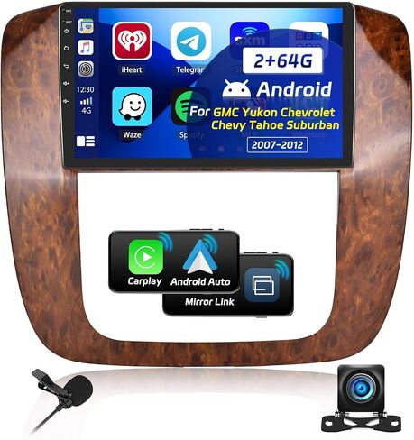 Roinvou 2+64G Android 13 CarPlay Stereo لـ 2007-2012 GMC Yukon Chevy Tahoe Suburban، راديو CarPlay اللاسلكي مع Android Auto، شاشة لمس 9 بوصات في لوحة القيادة تدعم مرآة Link BT HiFi WiFi in Saudi Arabia