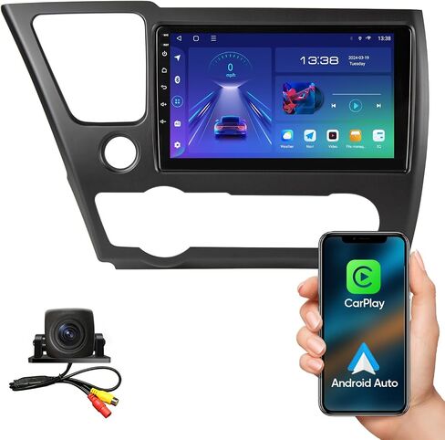 9 Inch 5G WiFi 8 Core 1280 * 720 Resolution Car Stereo Radio for Civic 2013-2015 with Carplay Android Auto Android 12.0 GPS Navigation Support 48EQ Mirroring AirPlay Rear 1080P Camera SWC in Saudi Arabia
