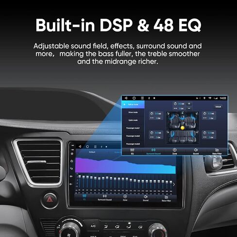 9 Inch 5G WiFi 8 Core 1280 * 720 Resolution Car Stereo Radio for Civic 2013-2015 with Carplay Android Auto Android 12.0 GPS Navigation Support 48EQ Mirroring AirPlay Rear 1080P Camera SWC in Saudi Arabia