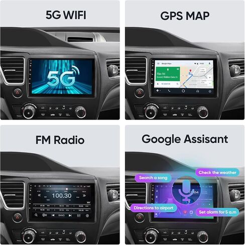 9 Inch 5G WiFi 8 Core 1280 * 720 Resolution Car Stereo Radio for Civic 2013-2015 with Carplay Android Auto Android 12.0 GPS Navigation Support 48EQ Mirroring AirPlay Rear 1080P Camera SWC in Saudi Arabia