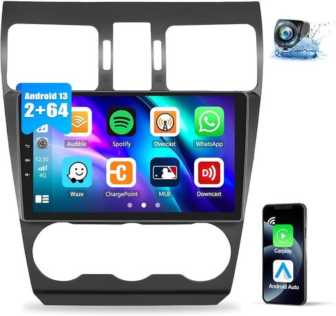 [2+64G] ستيريو سيارة Android 13 لسيارة Subaru Forester Impreza WRX STi 2016-2018 مع Carplay&Android Auto، راديو سيارة بشاشة تعمل باللمس 9 بوصة مع وصلة مرآة GPS WiFi Bluetooth FM/RDS SWC HiFi+كاميرا احتياطية in Kuwait
