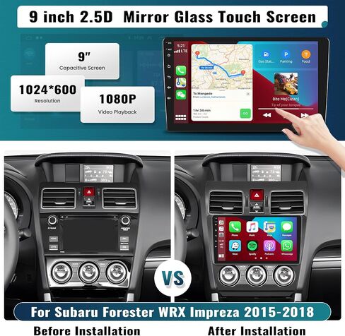 UNITOPSCI لراديو Subaru Forester WRX Impreza 2015-2018، 2G+64G Android 13 ستيريو سيارة لاسلكي Apple CarPlay Android Auto 9 بوصة شاشة لمس WiFi GPS Navi Bluetooth FM/RDS HiFi SWC+كاميرا احتياطية in Saudi Arabia