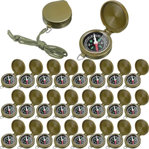 24 Pcs Compass for Kids Bulk Pocket Compass with Hanging Rope Military Camping Survival Compass for Outdoor Hiking Camping Hunting Climbing in Kuwait