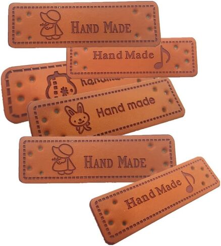 100 Pcs Handmade PU Leather Tags with Holes Rectangle Embossed Labels PU Leather Handmade Tags Handmade Knitting Labels for DIY Sweaters Scarves Bags Gloves Hats in Saudi Arabia