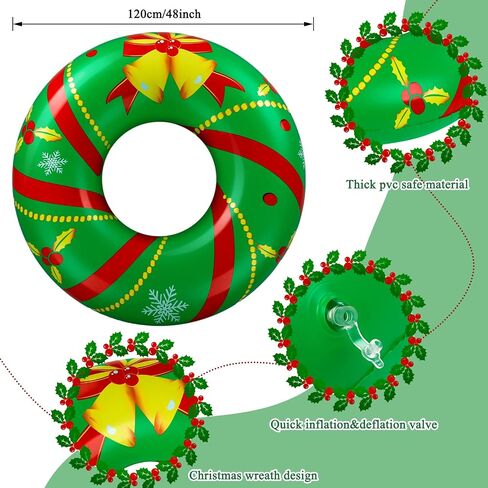 Karenhi 2 Pack Christmas in July Pool Floats Wreath Inflatable Pool Floats Christmas Pool Floats Fun Swim Pool Toys Christmas in July Decorations for Swimming Pool Adults Beach Party Supplies(Wreath) in Kuwait