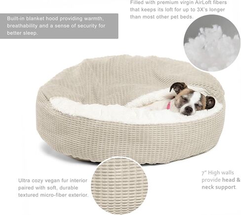 Best Friends by Sheri Cozy Cuddler Mason Microfiber Hooded Blanket Cat and Dog Bed in Oyster 23"x23" in Kuwait