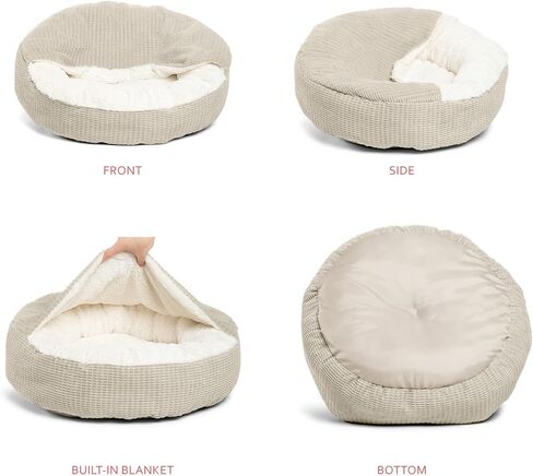 Best Friends by Sheri Cozy Cuddler Mason Microfiber Hooded Blanket Cat and Dog Bed in Oyster 23"x23" in Kuwait