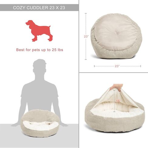 Best Friends by Sheri Cozy Cuddler Mason Microfiber Hooded Blanket Cat and Dog Bed in Oyster 23"x23" in Kuwait