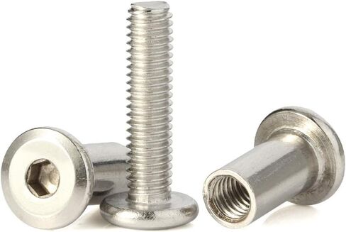 M6 x 18mm Socket Cap Furniture Bolts with Barrel Nuts for Furniture Cots Beds Crib and Chairs, 304 Stainless Steel 18-8, 10 Pairs in Saudi Arabia