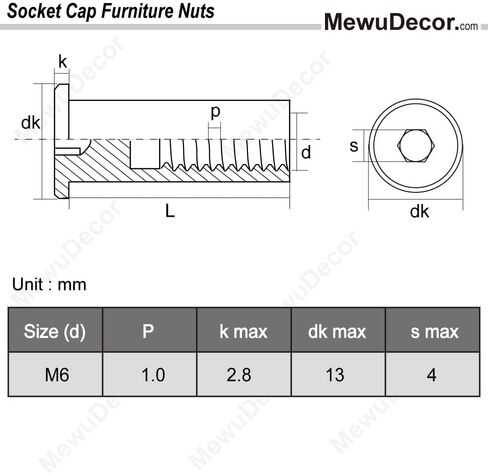 M6 x 18mm Socket Cap Furniture Bolts with Barrel Nuts for Furniture Cots Beds Crib and Chairs, 304 Stainless Steel 18-8, 10 Pairs in Saudi Arabia