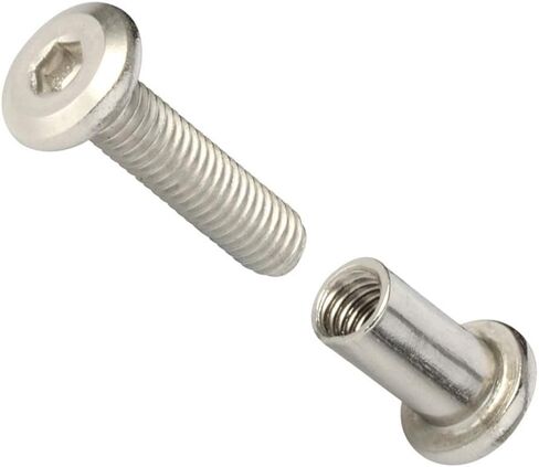 M6 x 18mm Socket Cap Furniture Bolts with Barrel Nuts for Furniture Cots Beds Crib and Chairs, 304 Stainless Steel 18-8, 10 Pairs in Saudi Arabia