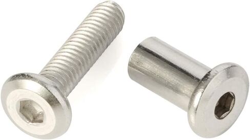 M6 x 18mm Socket Cap Furniture Bolts with Barrel Nuts for Furniture Cots Beds Crib and Chairs, 304 Stainless Steel 18-8, 10 Pairs in Saudi Arabia