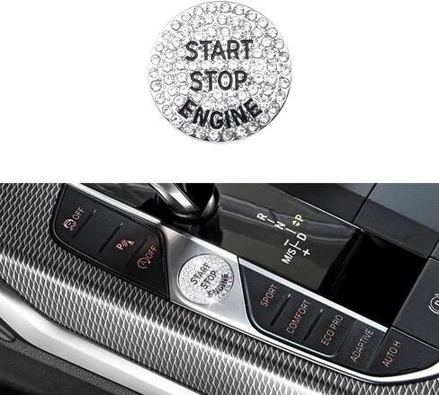 1797 بلينغ اكسسوارات لسيارات BMW بدء غطاء أزرار X3 X5 3 4 8 سلسلة M3 M4 M8 X4 X6 X7 Z4 2019-2022 كريستال فضي in Saudi Arabia