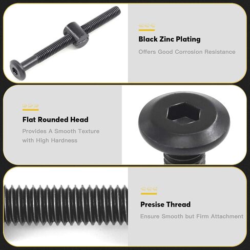 M6 x 65mm 24PCS Black Zinc Plated Hex Socket Cap Bolts Crib Bolts and Barrel Nuts Cross Dowel Replacement for Crib Cots Beds Chair Table Desk Furniture in Saudi Arabia