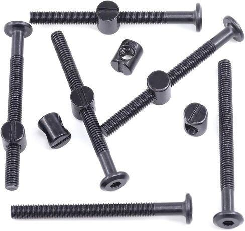 M6 x 65mm 24PCS Black Zinc Plated Hex Socket Cap Bolts Crib Bolts and Barrel Nuts Cross Dowel Replacement for Crib Cots Beds Chair Table Desk Furniture in Saudi Arabia