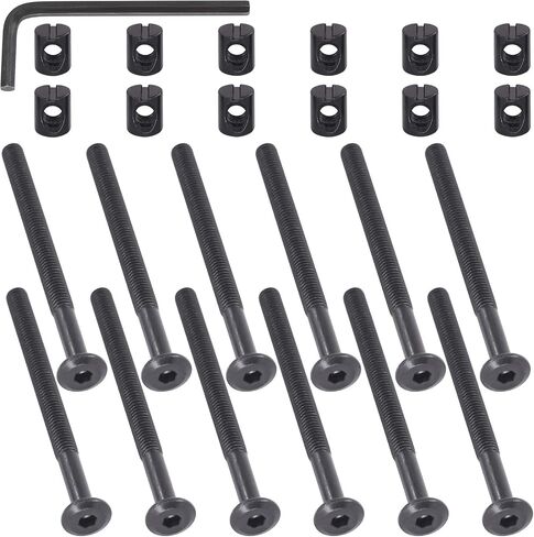 M6 x 65mm 24PCS Black Zinc Plated Hex Socket Cap Bolts Crib Bolts and Barrel Nuts Cross Dowel Replacement for Crib Cots Beds Chair Table Desk Furniture in Saudi Arabia