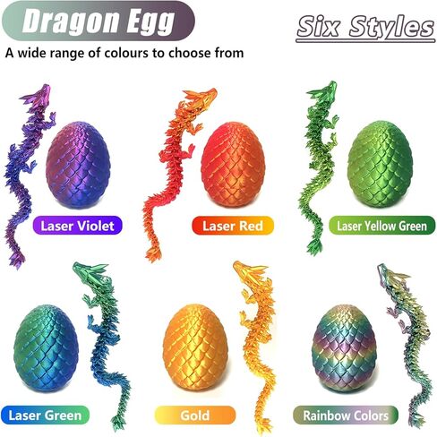 تنين مطبوع ثلاثي الأبعاد، بيض تنين ثلاثي الأبعاد مع تنين بالداخل، تنين كريستالي للبالغين، زينة تنين مفصلية كاملة للهدايا in Kuwait