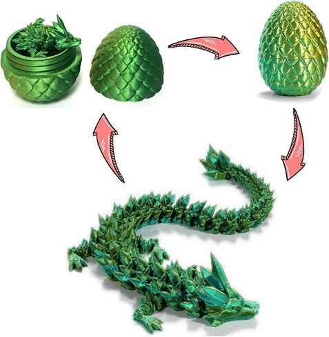تنين مطبوع ثلاثي الأبعاد، بيض تنين ثلاثي الأبعاد مع تنين بالداخل، تنين كريستالي للبالغين، زينة تنين مفصلية كاملة للهدايا in Kuwait