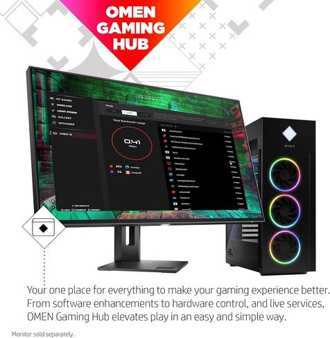 كمبيوتر مكتبي للألعاب HP OMEN 45L، AMD Ryzen 7 7700X، ذاكرة الوصول العشوائي 16 جيجابايت، محرك أقراص الحالة الصلبة 1 تيرابايت، رسومات NVIDIA GeForce RTX 4070، Windows 11 Pro، GT22-1150 (2023) in Kuwait