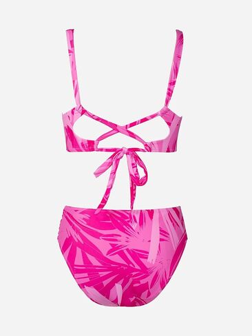 CUPSHE Women's Bikini Sets Two Piece Swimsuit V Neck Mid Rise Ruched Crisscross Back Self Tie in Saudi Arabia