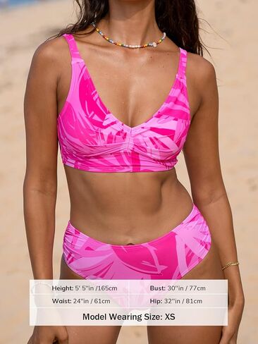 CUPSHE Women's Bikini Sets Two Piece Swimsuit V Neck Mid Rise Ruched Crisscross Back Self Tie in Saudi Arabia