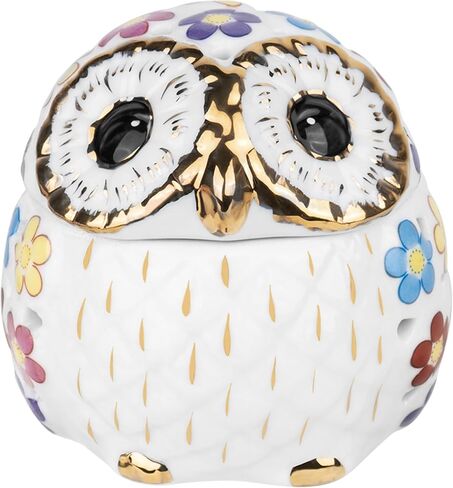 Owl Trinket Jewelry Box, Small Owl Figurine Ceramic Jewelry Dish with Lid, Owl Ring Holder for Jewelry, Owl Statue Home Decor, Owl candle holder, Owl Incense Burner Cones Holder (1 Pack) in Saudi Arabia