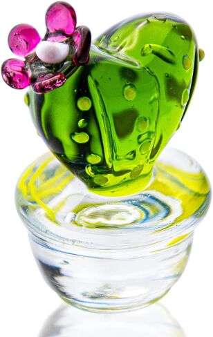 QFkris Mini Hand Blown Glass Cactus Figurine Miniature Collectibles Glass Statue Ornament Simulation Plants B in Saudi Arabia
