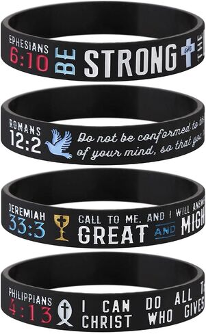 Sainstone 12-Pack Power of Faith Christian Bible Verse Silicone Bracelets -Philippians 4:13, Ephesians 6:10, Romans 12:2, Jeremiah 33:3 -Religious Scriptures Wristbands Church Gifts (Ladies 7.5inches) in Saudi Arabia